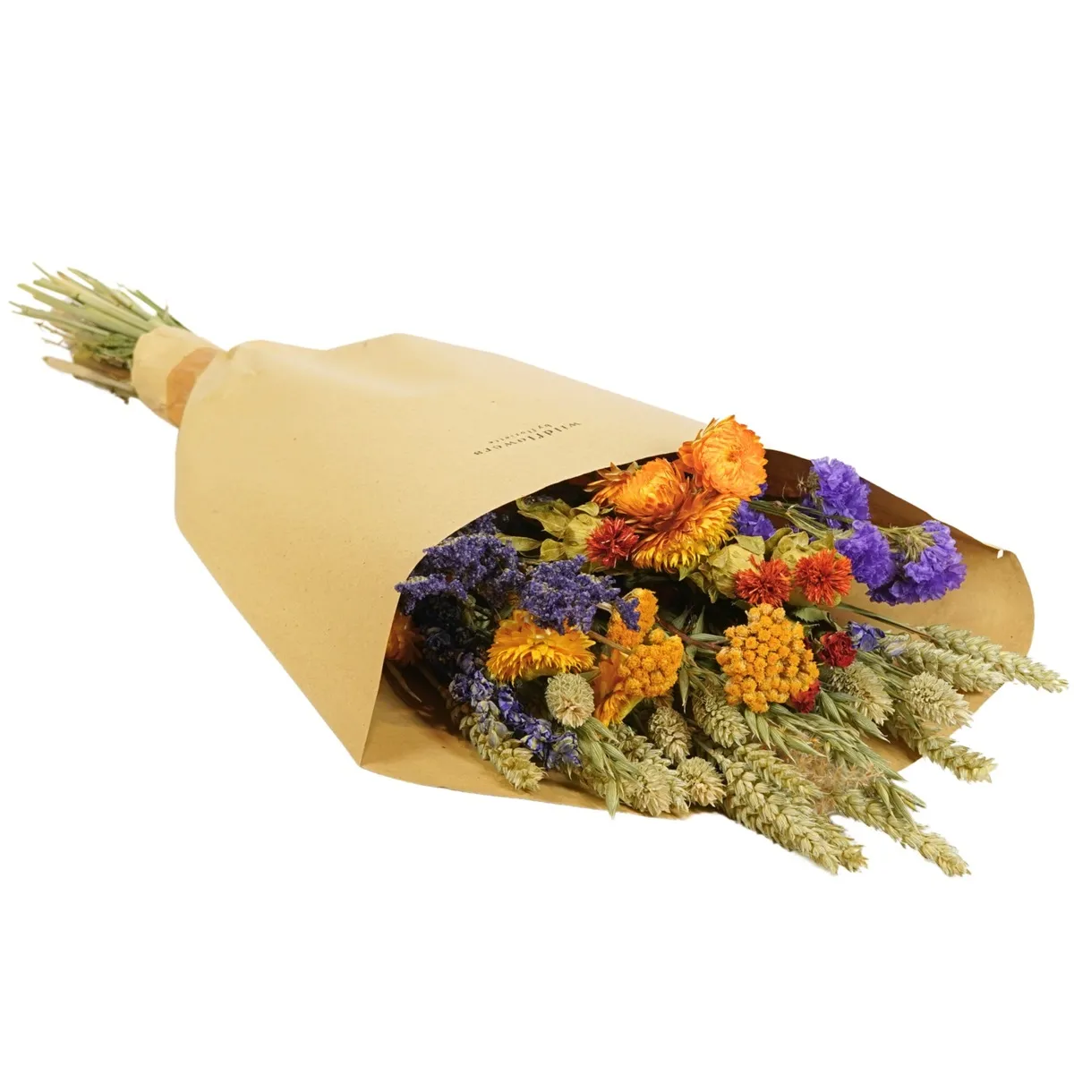 Lúčna kytica zo sušených kvetov oranžová 60 cm