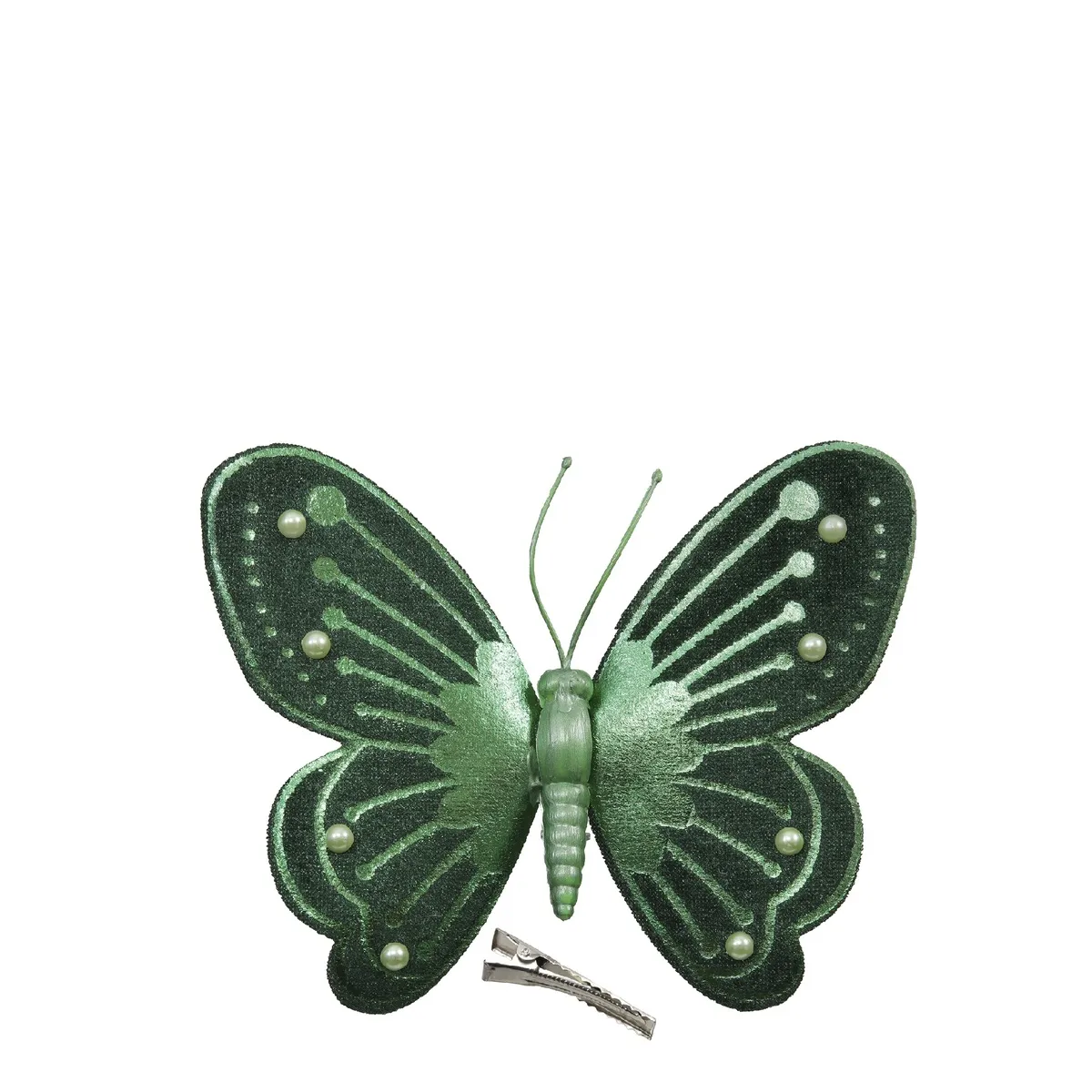 Motýľ s klipom zelený 12 × 9,5 cm
