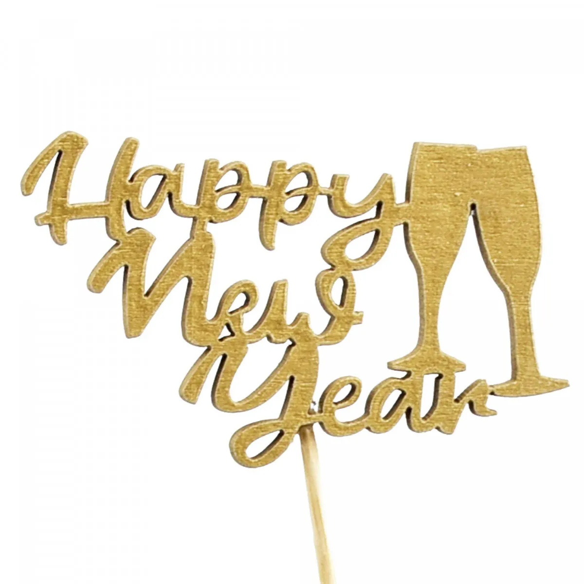 Vianočná dekorácia paličky Happy New Year zlatá 20 cm