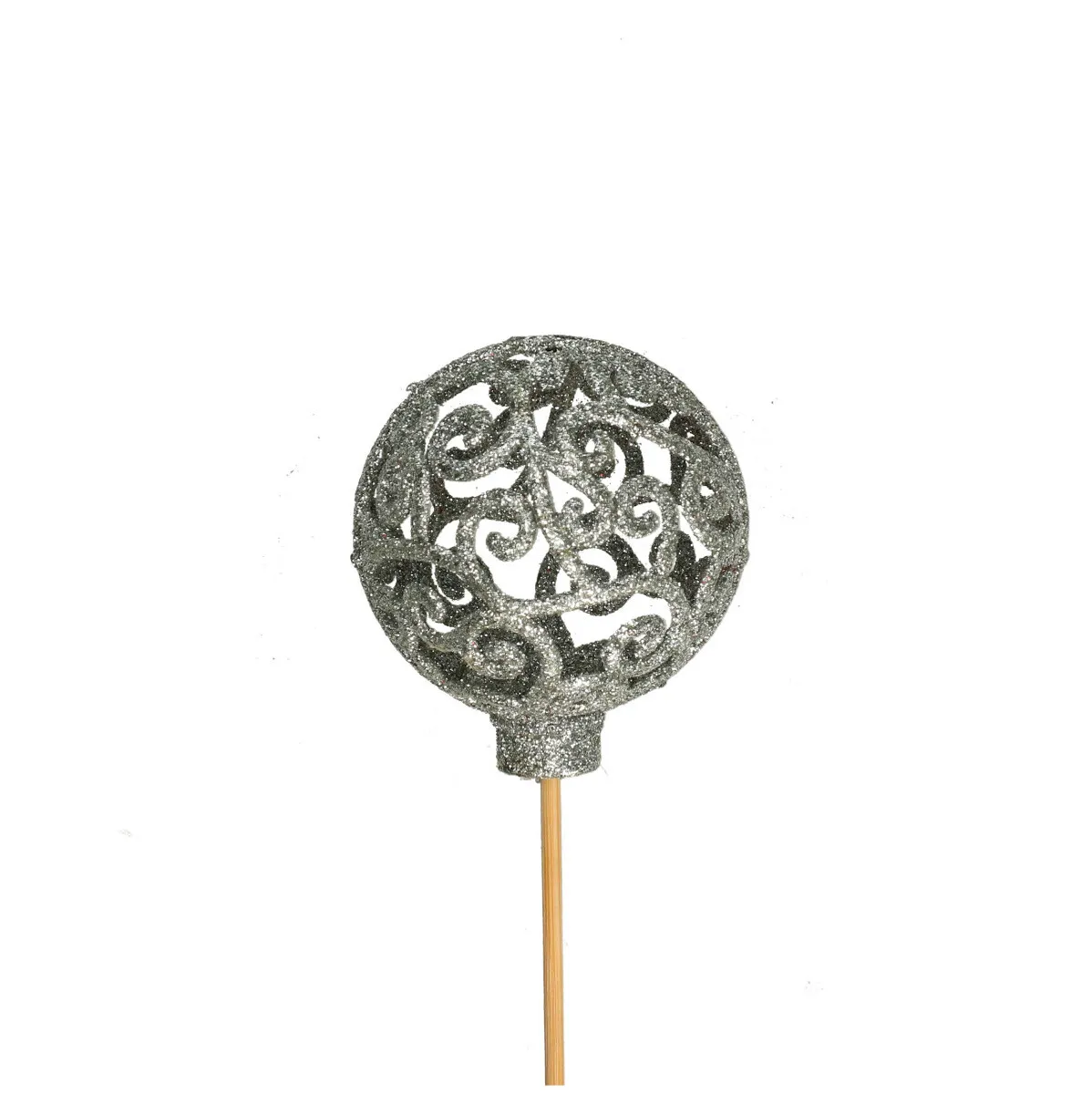 Vianočná dekorácia Kerst Bijsteker Bal Baroque strieborná 10 cm, 60 mm