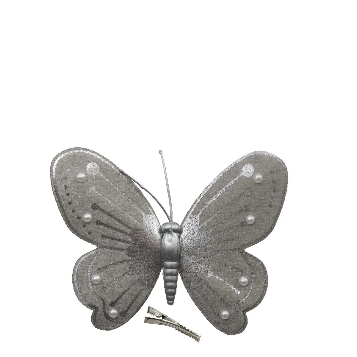 Motýľ s klipom strieborný 12 × 9,5 cm