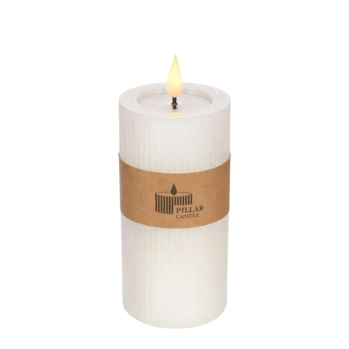 Rebrovaná LED sviečka biela, bez batérií AAA ⌀ 7 × 15 cm