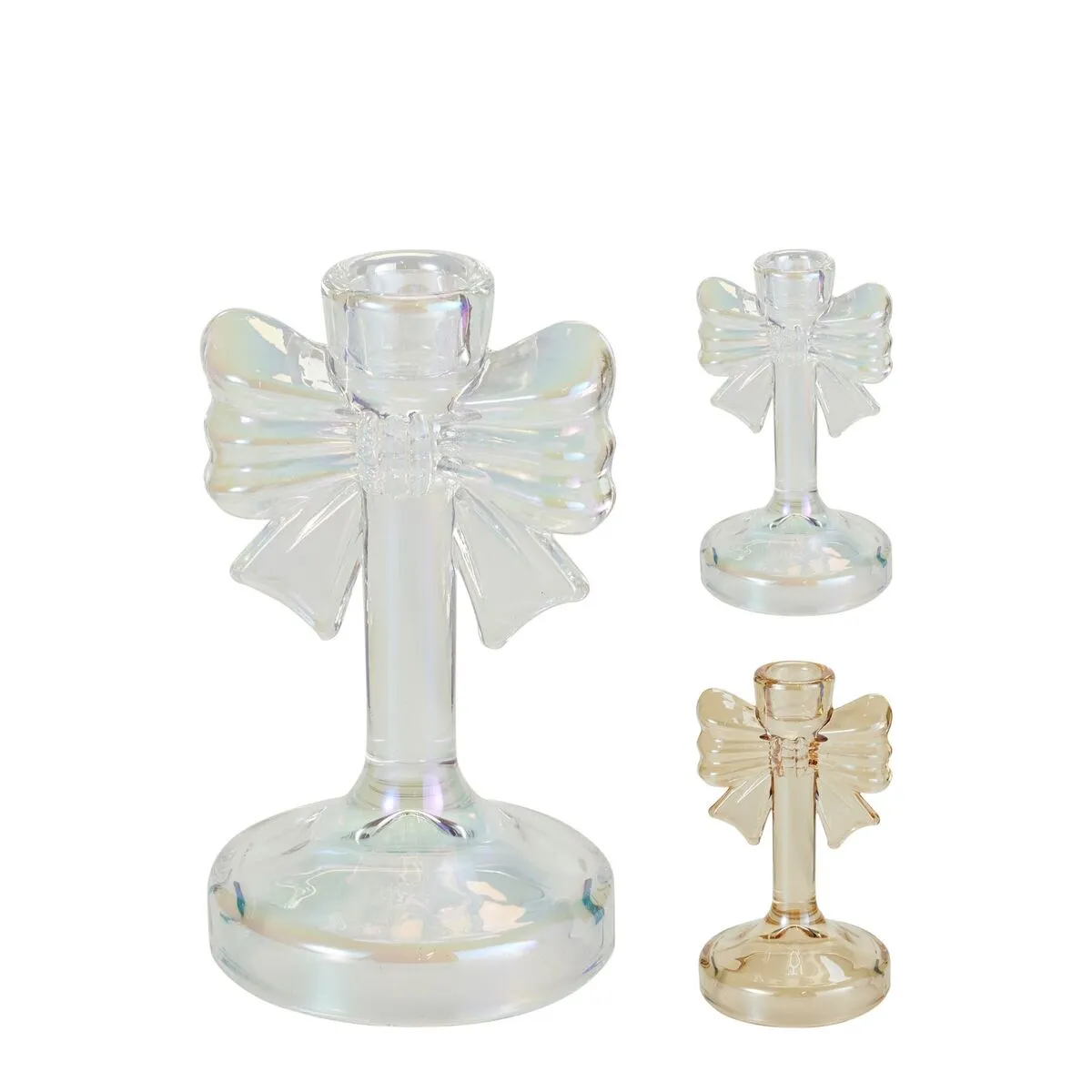 Vianočný svietnik s mašľou mix farieb 15 cm
