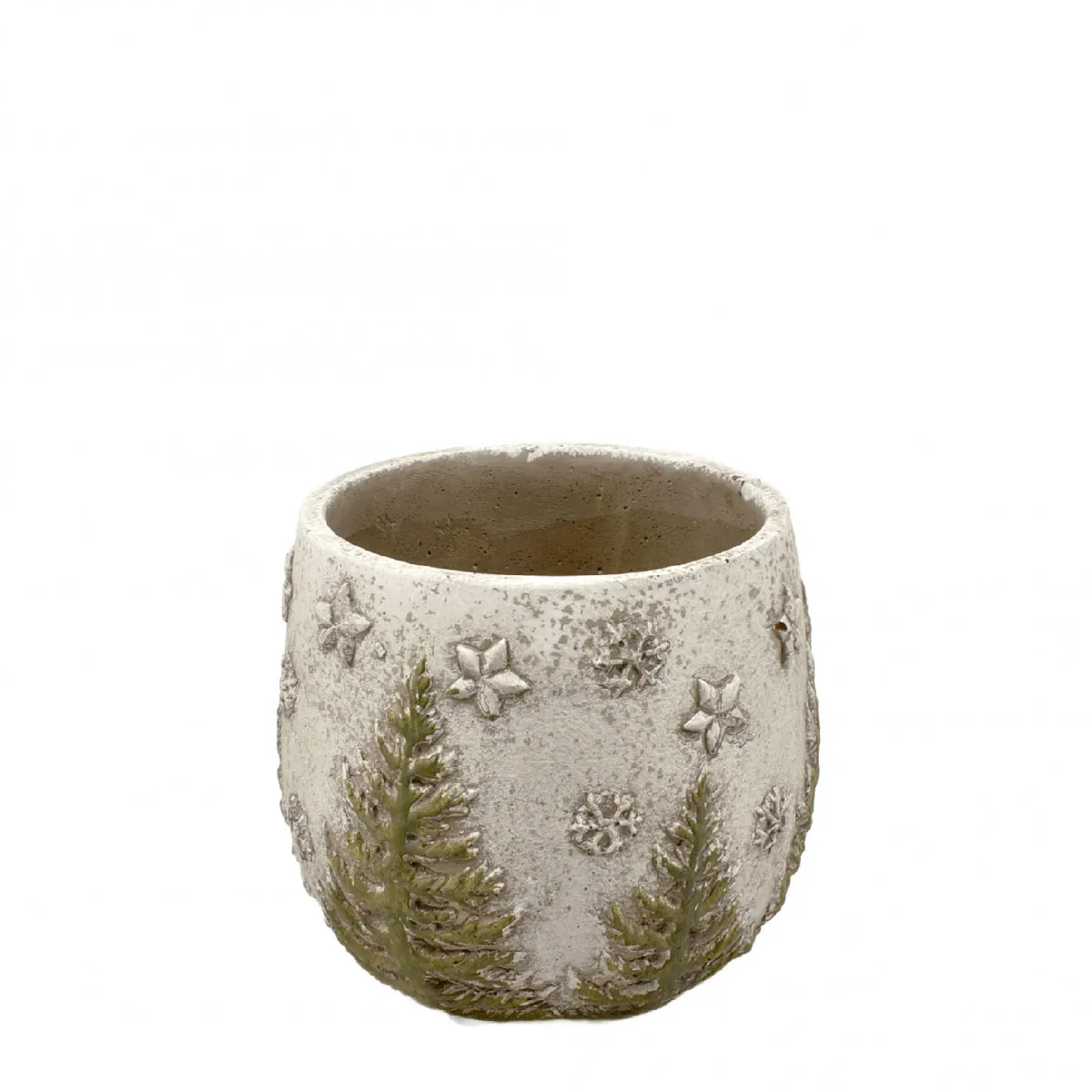 Vianočná dekorácia keramika Xmas kvetináč sivá ⌀ 13,5 × 11,5 cm