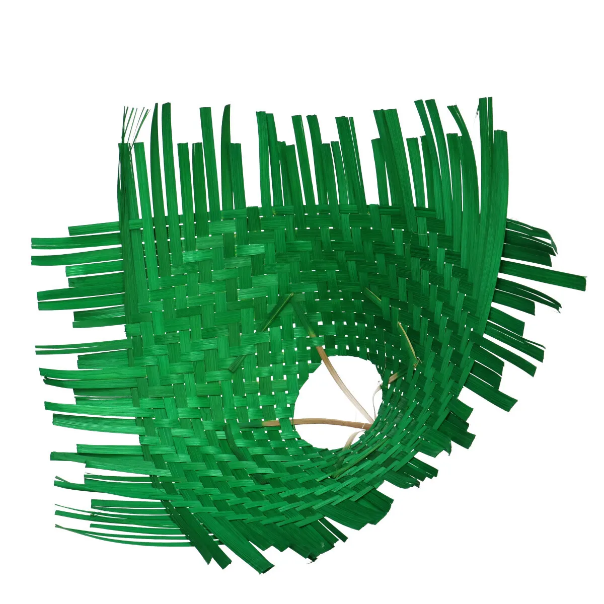 Bambusový pletený držiak na kyticu zelený ⌀ 34 cm