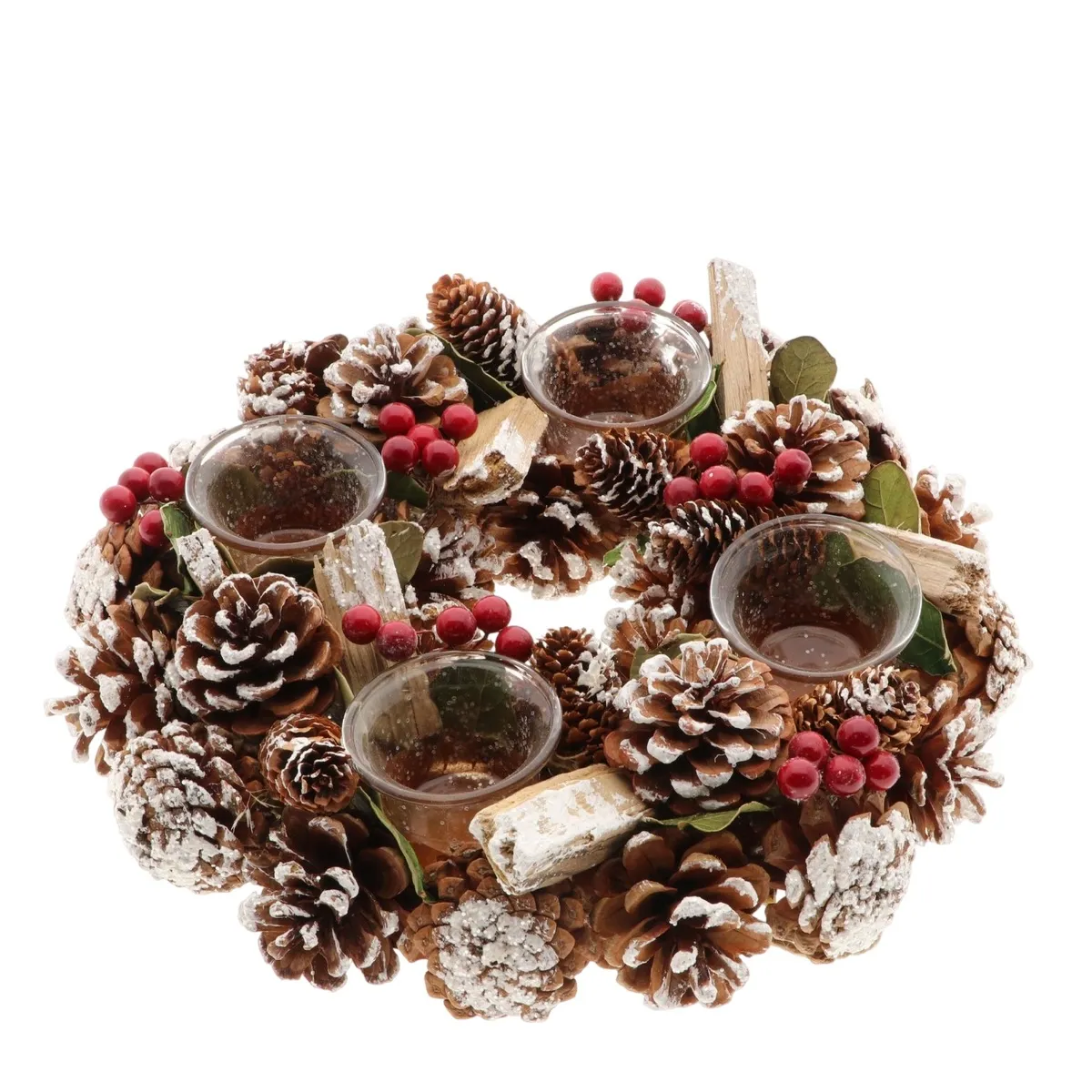 Vianočná dekorácia sklo tealighth.Frost červená ⌀ 30 × 9 cm