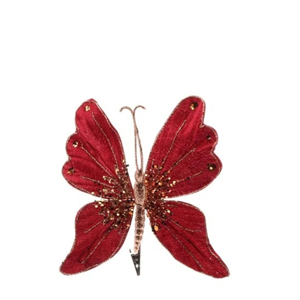 Vianočná dekorácia dekoračný klip butterfly bordová 26 cm