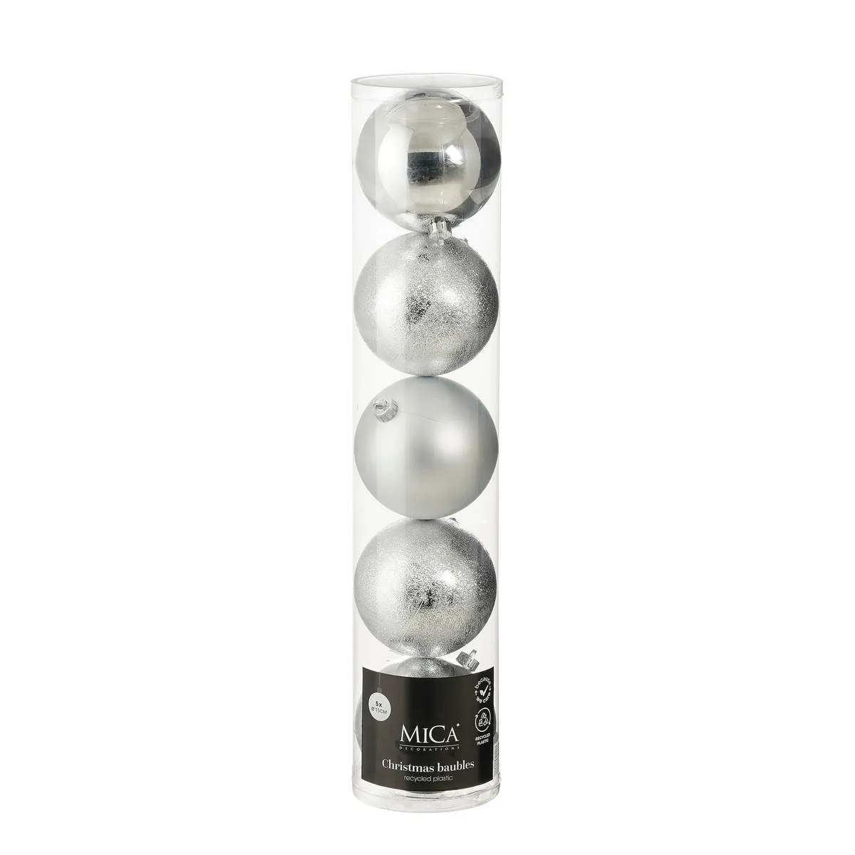 Plastové vianočné gule strieborné 150 mm