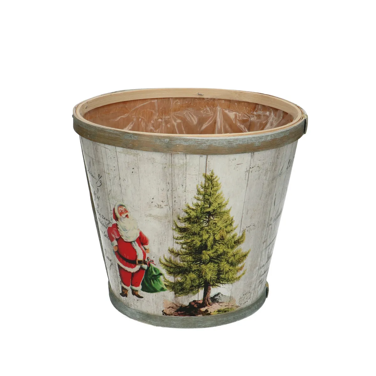 Vianočná dekorácia drevo Santa kvetináč ⌀ 17 × 15 cm