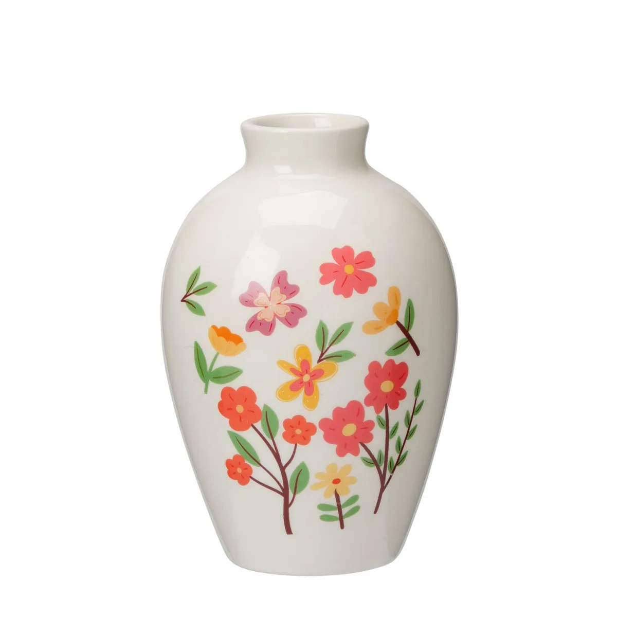 Keramika váza flowery krémová ⌀ 9 × 13 cm