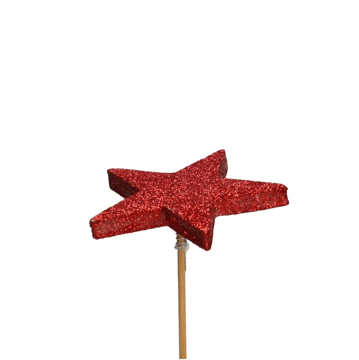 Vianočná dekorácia Kerst Bijsteker Ster Glitter červená 12 cm