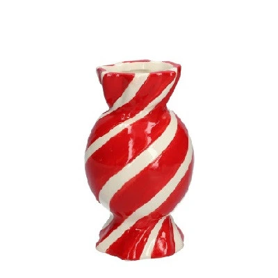 Vianočná keramická váza Candy dvojfarebná ⌀ 6 až 8 × 15 cm