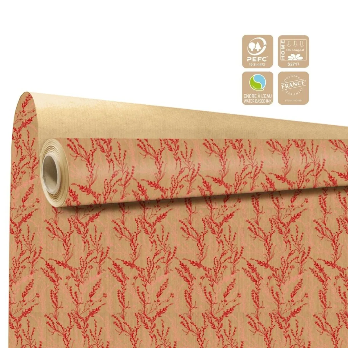 Baliaci papier Arborescence Clayrton červený 80 cm, návin 40 m