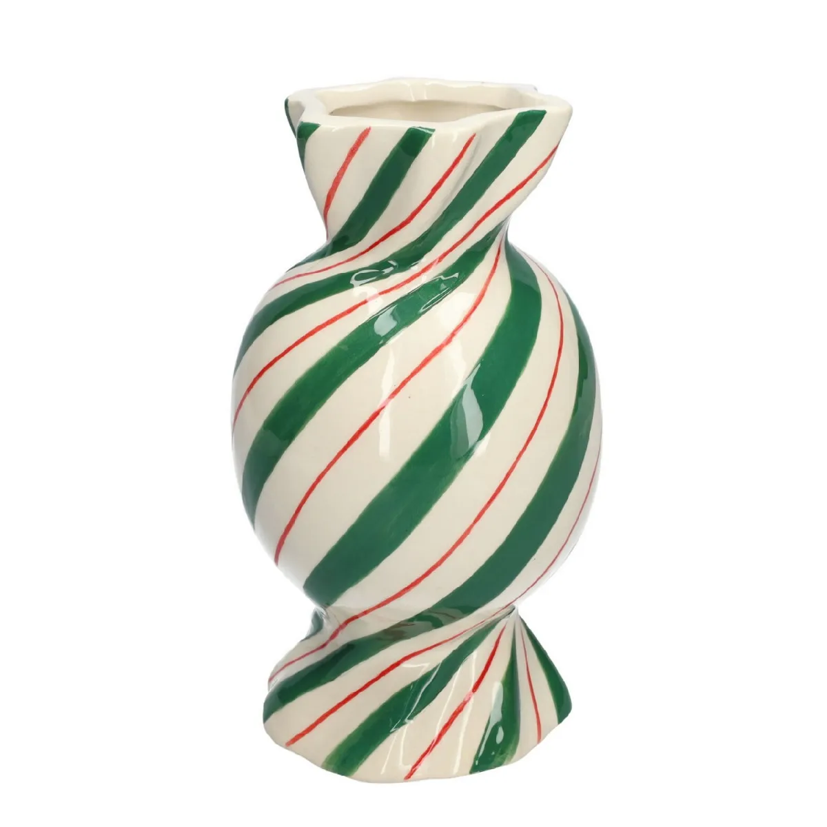 Vianočná keramická váza Candy zelená ⌀ 7,5 až 11,5 × 20 cm