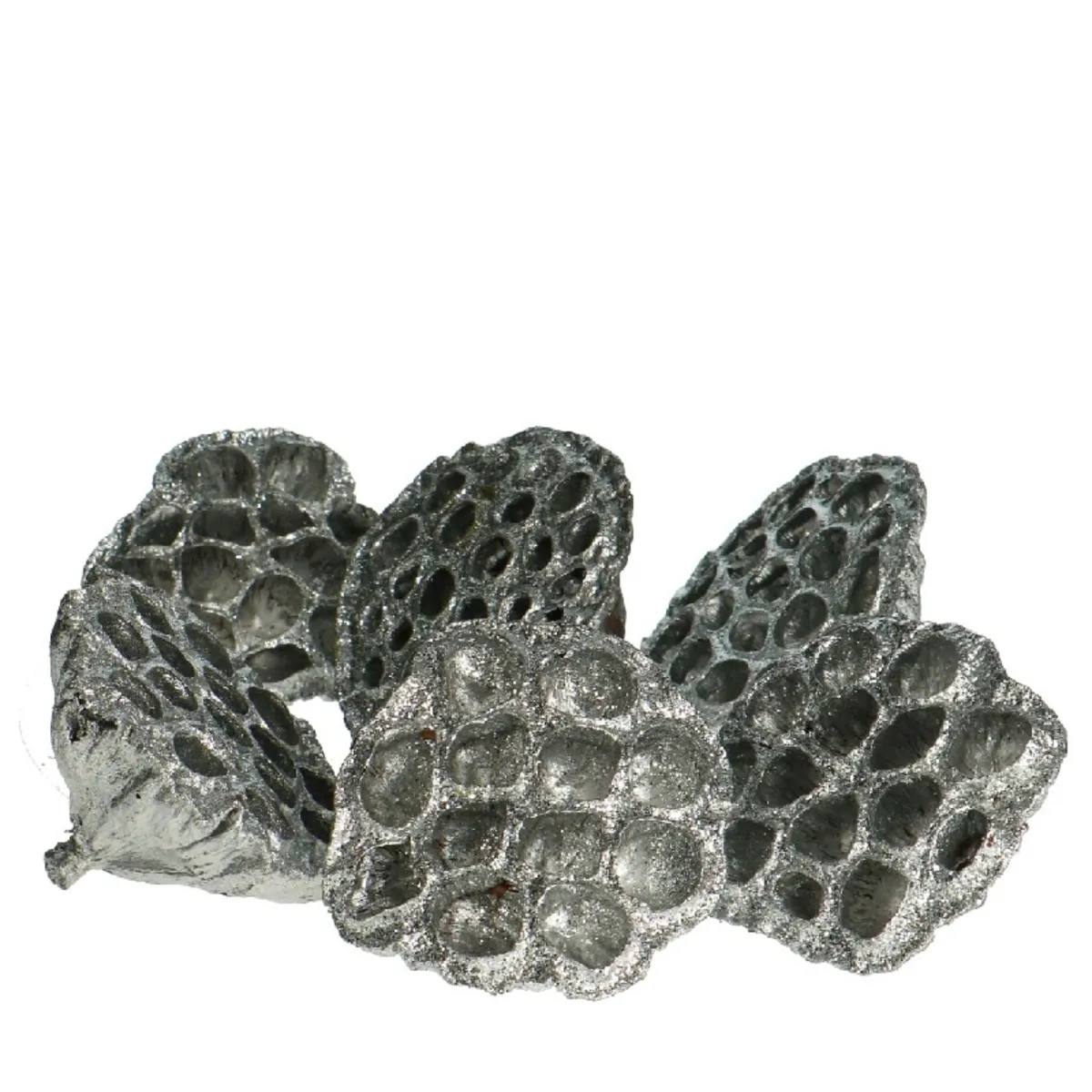Trblietavý dekoračný lotos strieborný ⌀ 8 cm