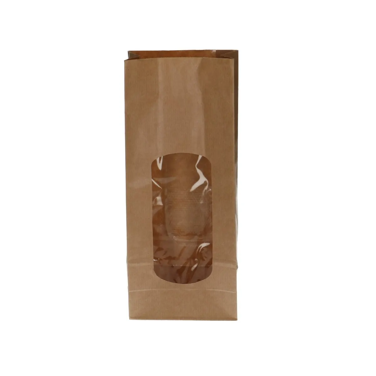 Darčeková taška s okienkom hnedá 13 × 31 cm