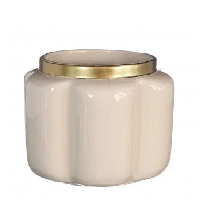 Keramika Pouff kvetináč krémová ⌀ 17,5 × 13,5 cm