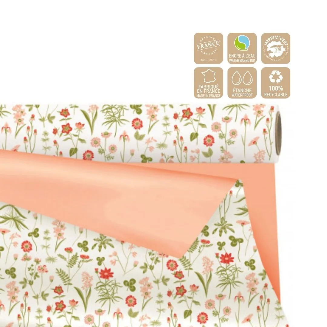 Matný obojstranný celofán Flowers Clayrton 80 cm, návin 25 m