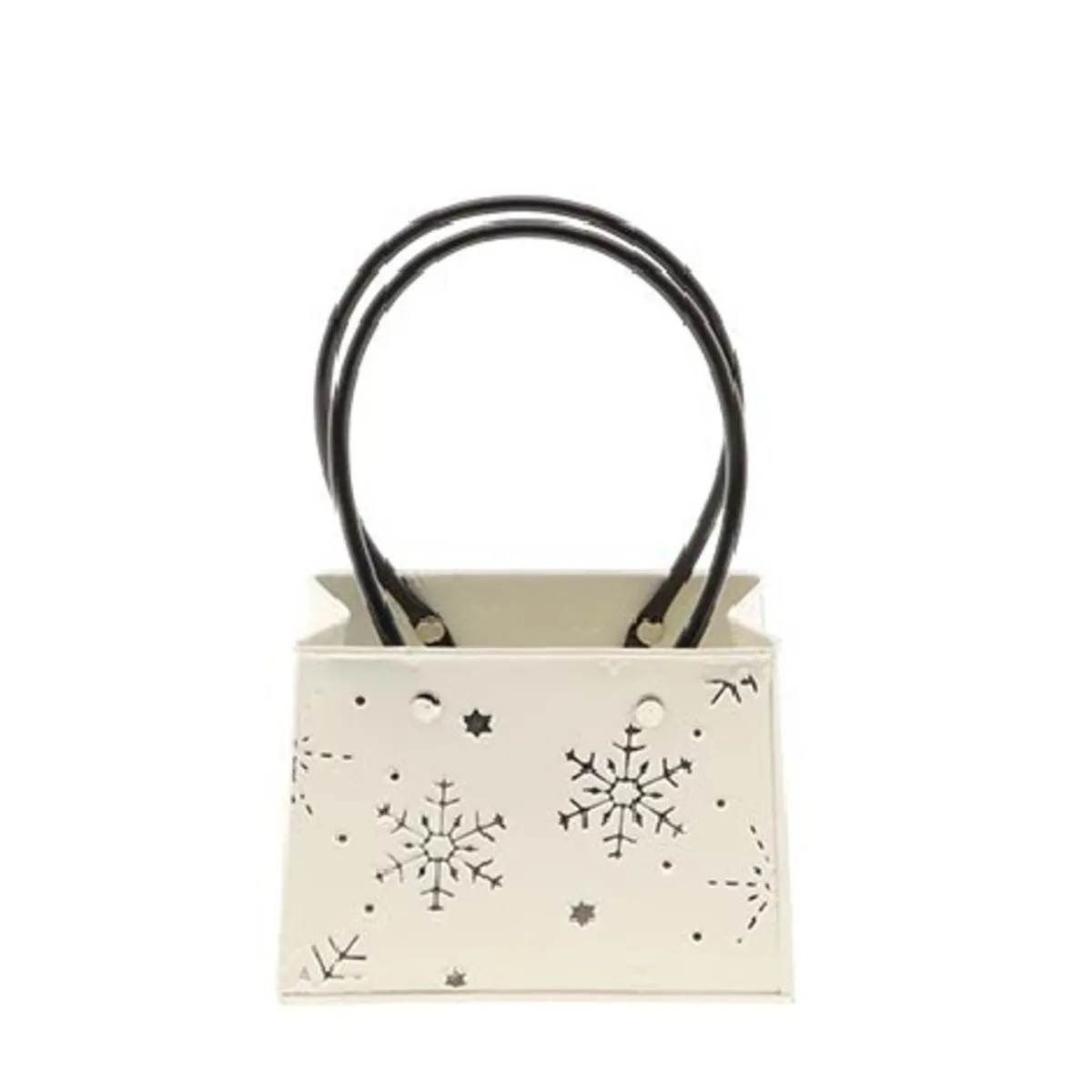 Vianočná dekorácia zinok Baggy tácka biela 15 × 7 × 11,5 cm