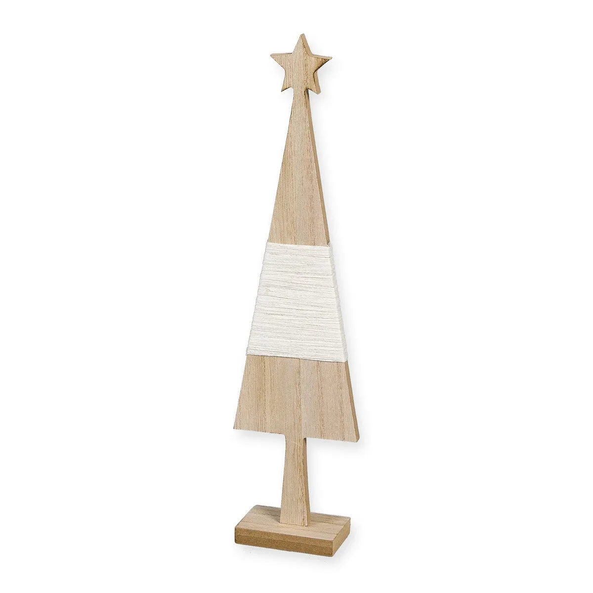 Drevený stromček s povrazom biely ⌀ 8 × 35 cm