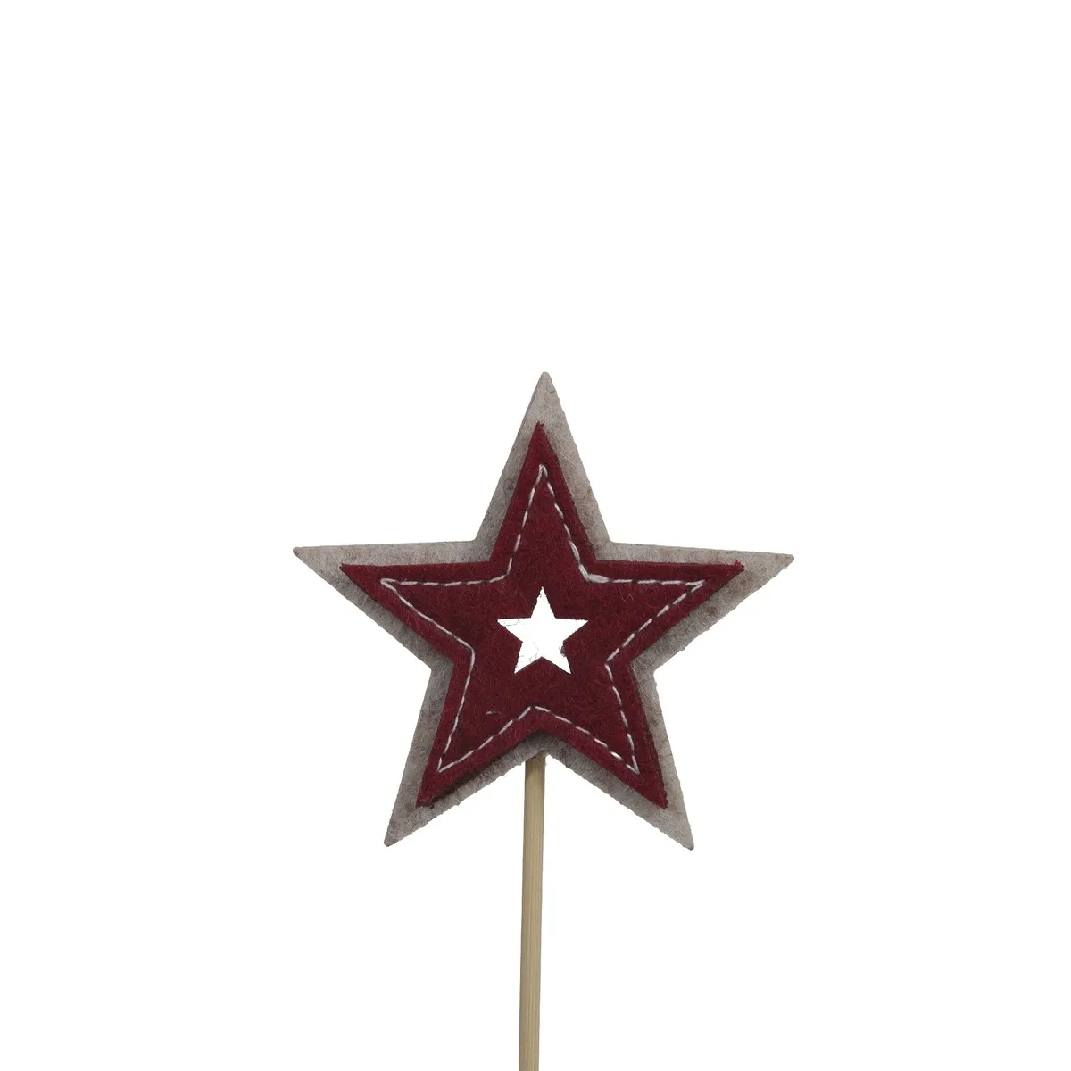 Plstená hviezda červená na zápichu 20 cm