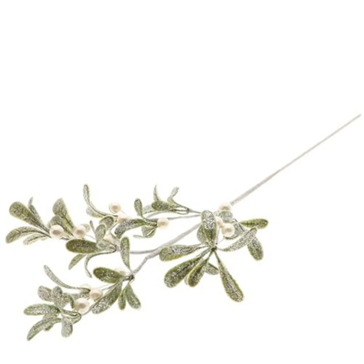 Vianočná dekorácia vetva Mistletoe pearl zelená 61 cm