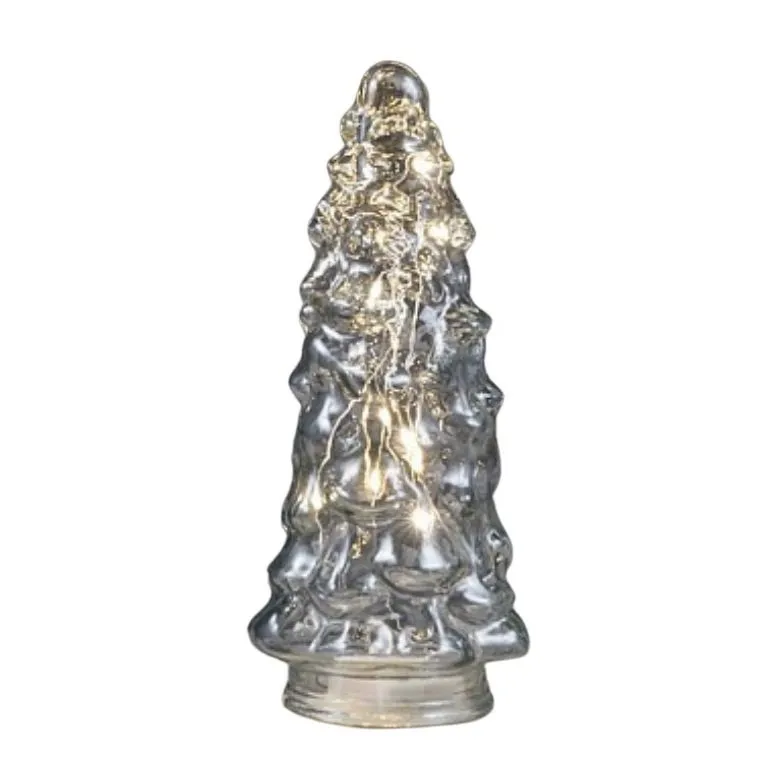 Sklenený LED stromček zelený ⌀ 9,5 × 21,5 cm