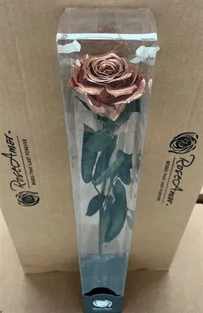 Stabilizovaná ruža na stonke 50 cm, metalická medená
