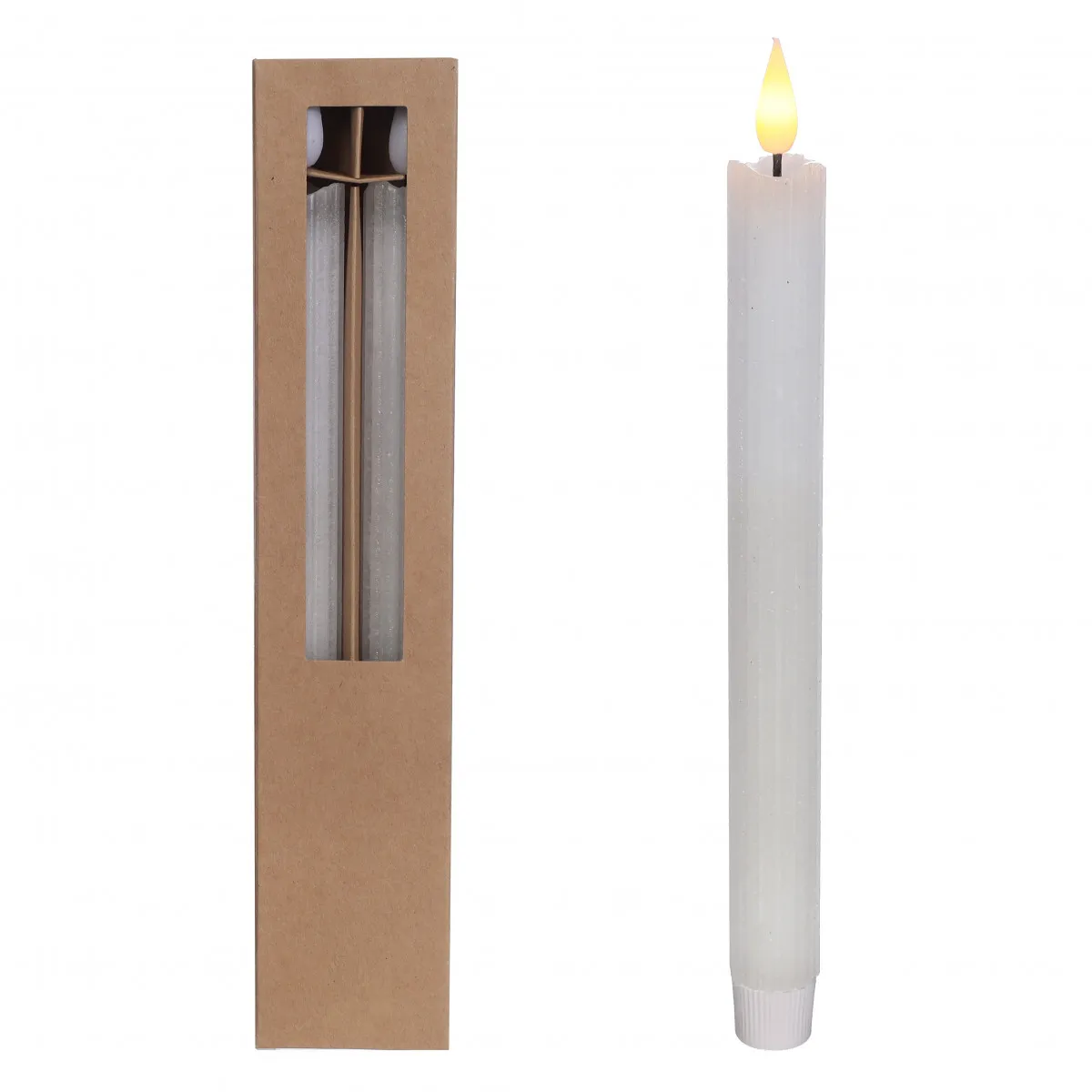 Tenké LED sviečky biele, bez batérií AAA ⌀ 2,1 × 25 cm
