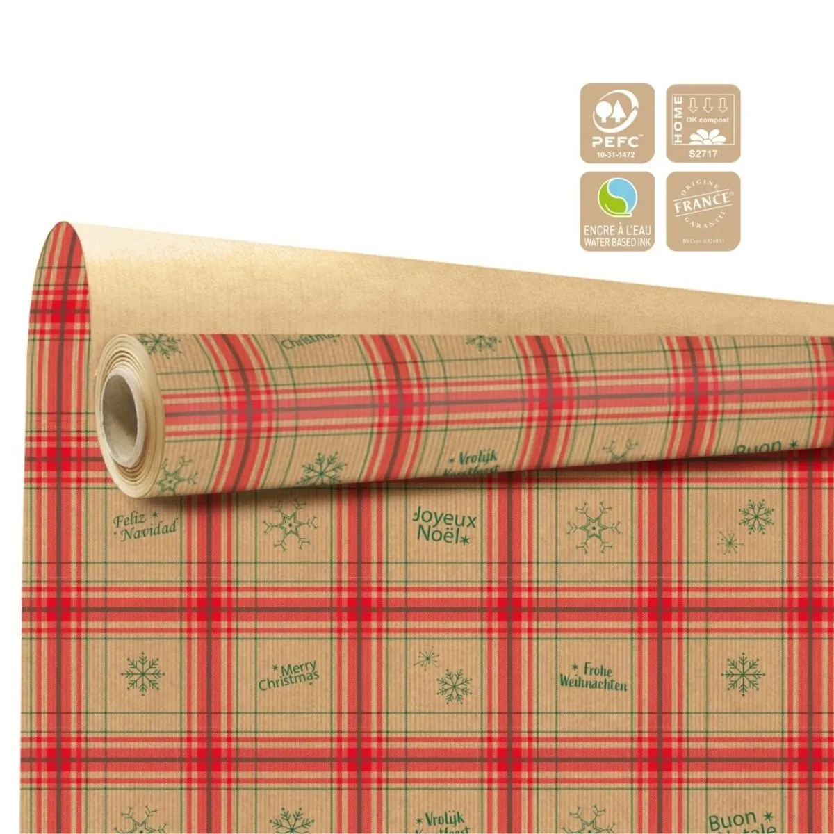 Vianočná baliaca rolka Glasgow kraft Clayrton červená 80 cm, návin 40 m