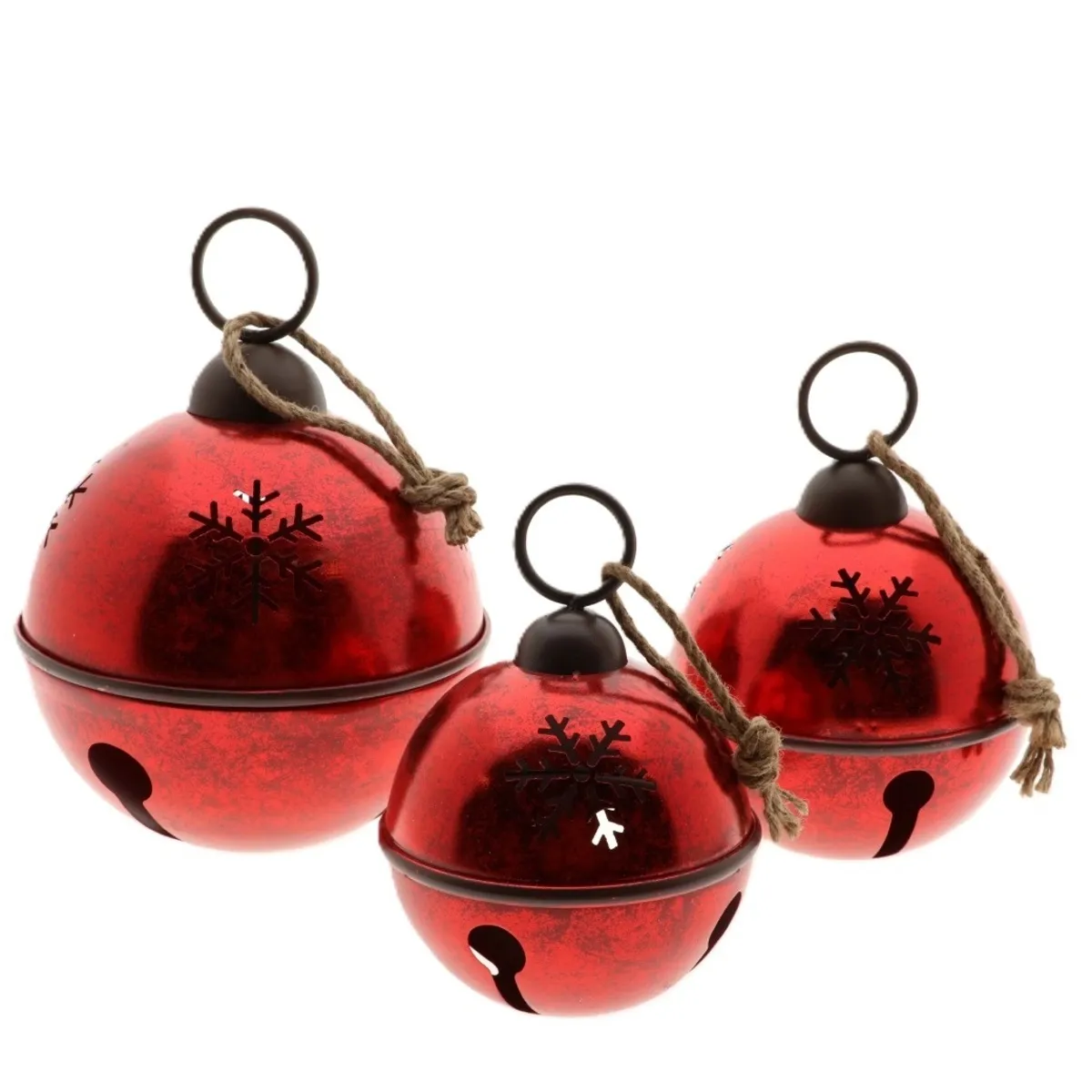 Vianočná dekorácia závesný Snow bell červená ⌀ 31 × 42 cm, sada 3 ks