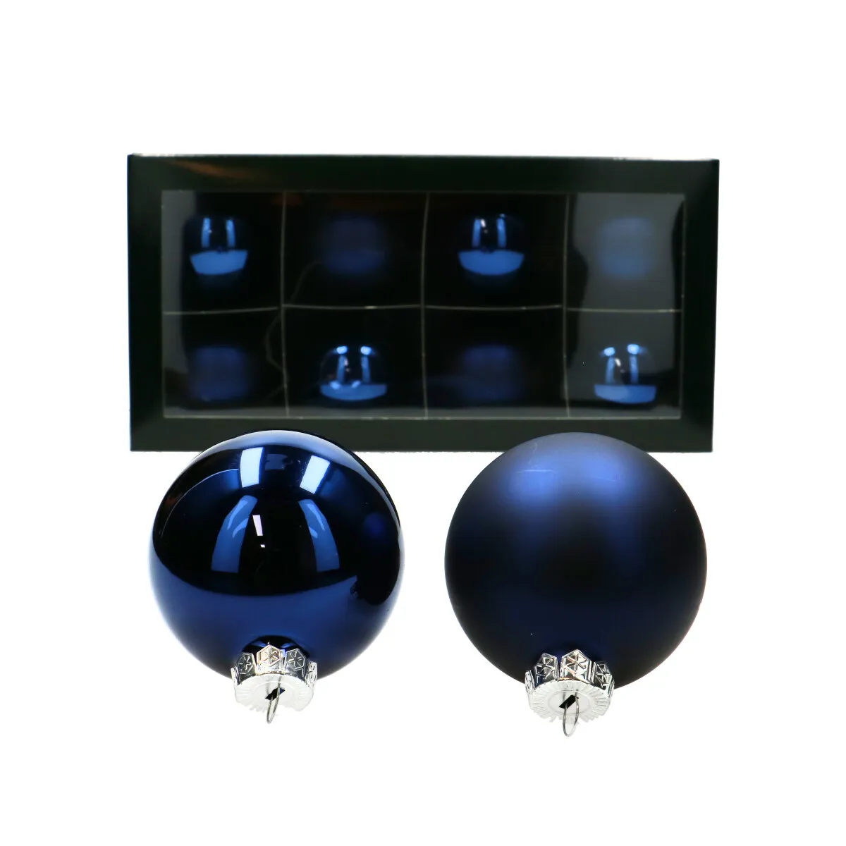 Vianočné gule modré, lesklé a matné 80 mm
