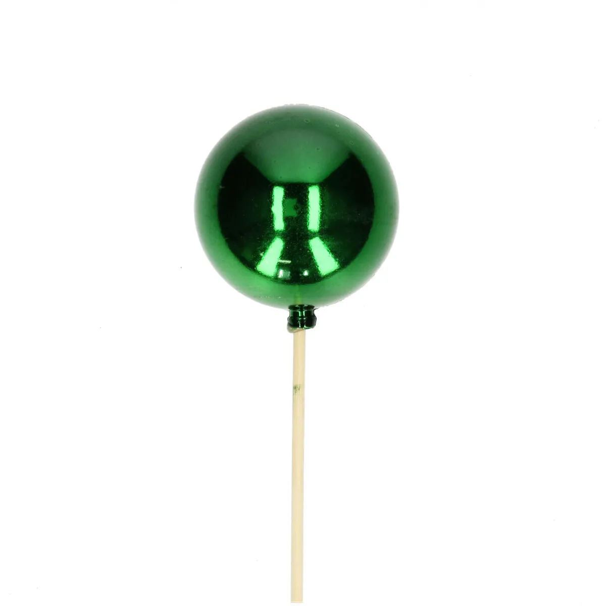 Vianočná guľa zelená na zápichu ⌀ 6 cm