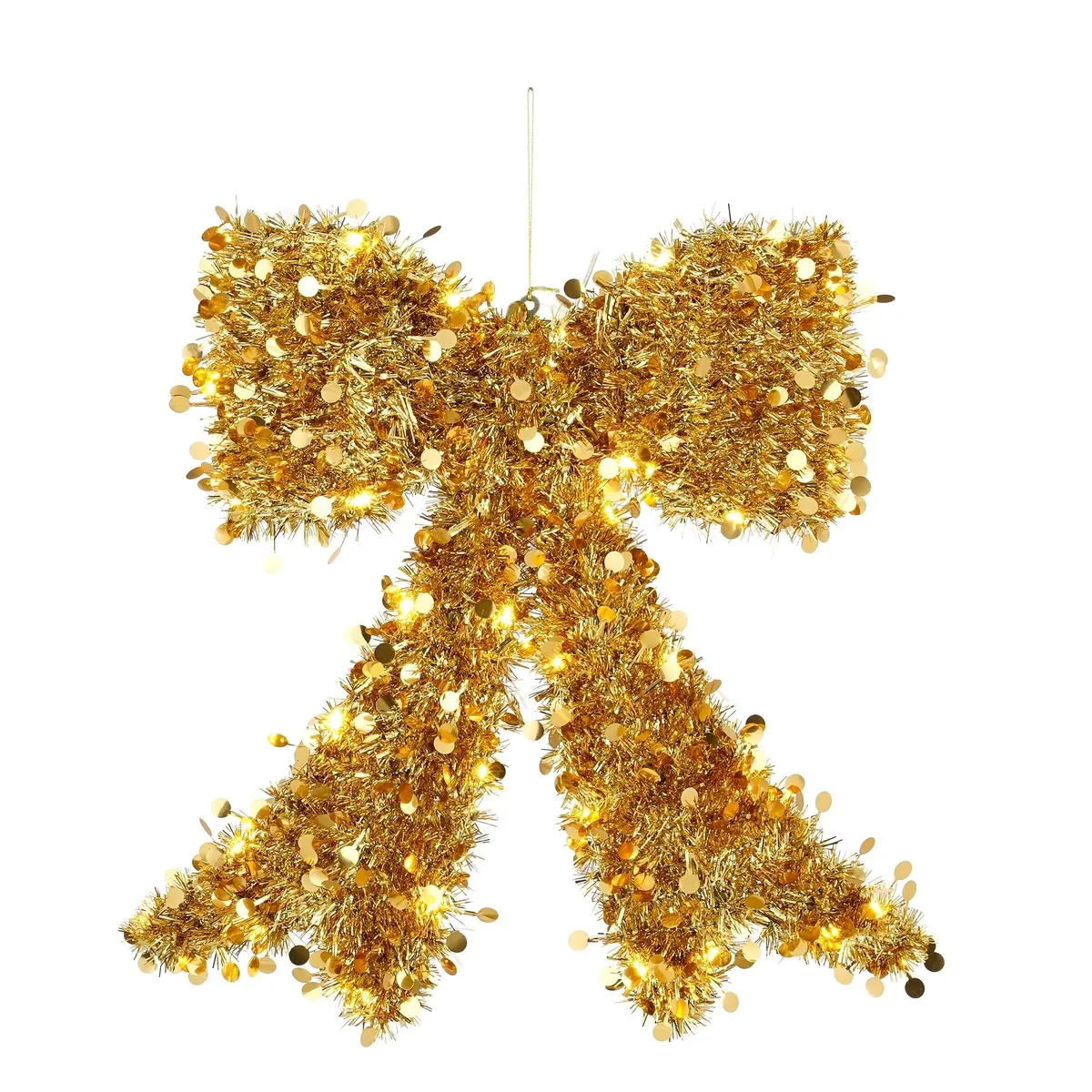 LED mašľa zlatá 44,5 × 42 × 4,5 cm