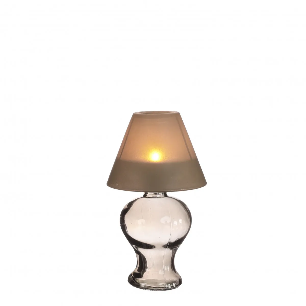 Sklenený svietnik lampa sivý ⌀ 9 × 16 cm