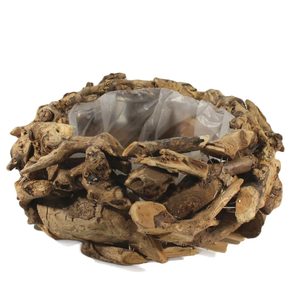 Kvetináč z naplaveného dreva hnedý ⌀ 31 × 14 cm