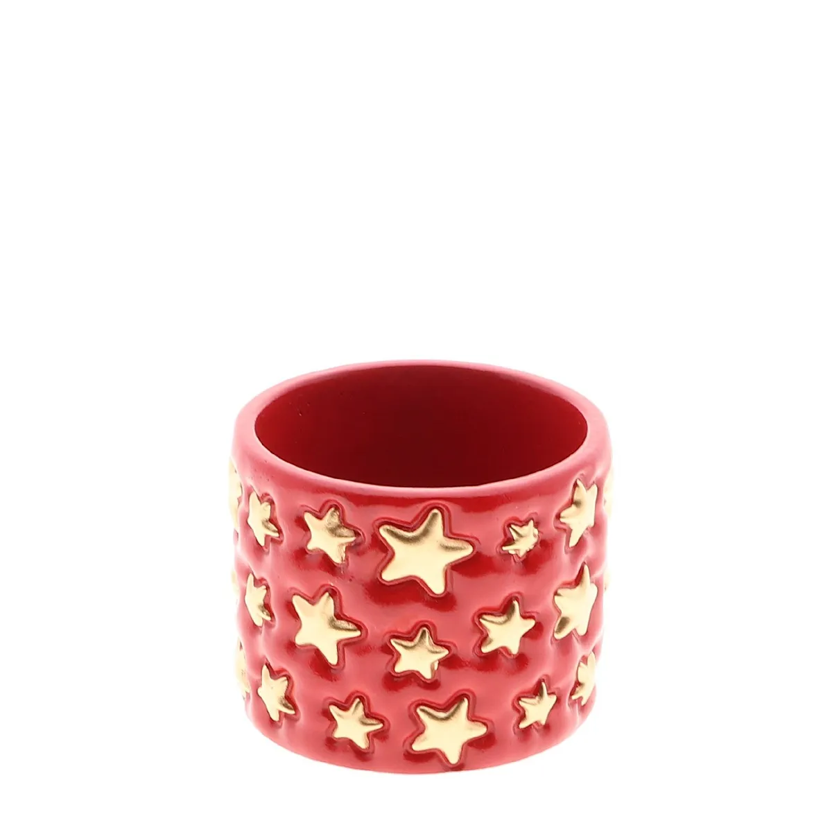 Vianočná dekorácia keramika Starry kvetináč červená ⌀ 11 × 9 cm