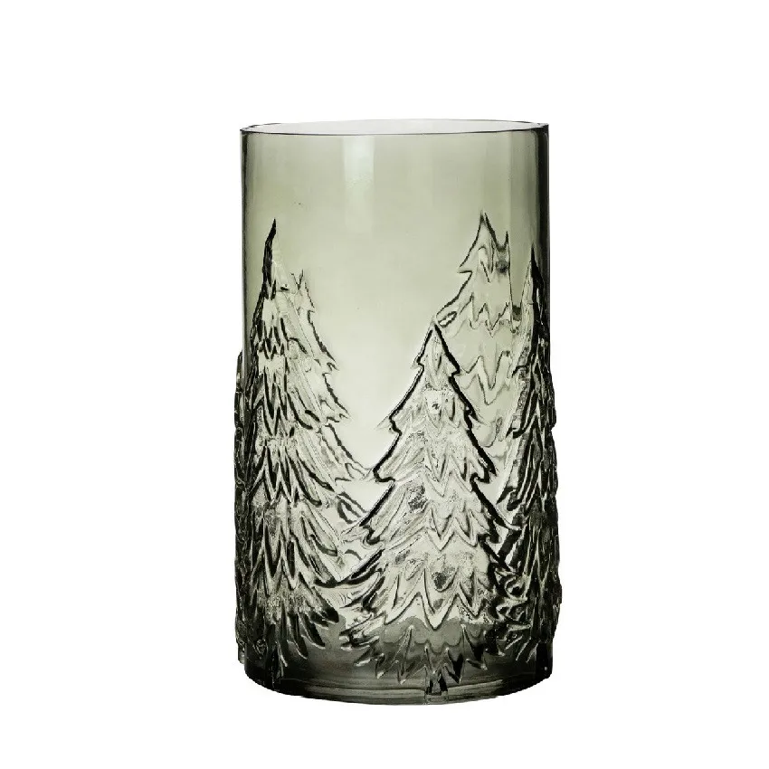 Vianočná dekorácia sklo valec stromček zelená ⌀ 16 × 26 cm