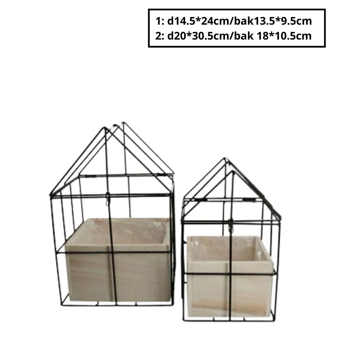 Drevo kvetináč house čierna ⌀ 18 × 10,5 cm, sada 2 ks
