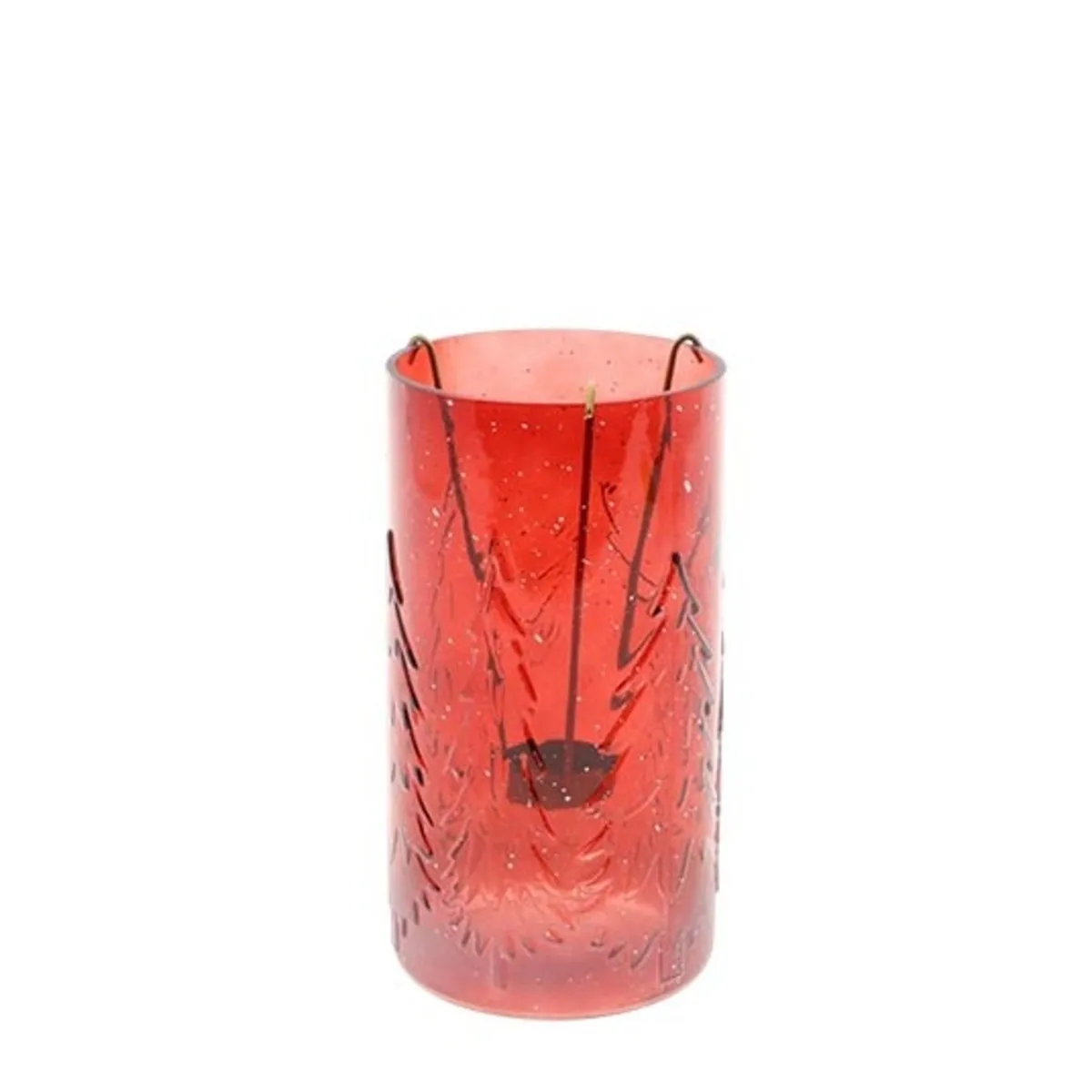 Vianočná dekorácia lampáš stromček červená ⌀ 12 × 23 cm