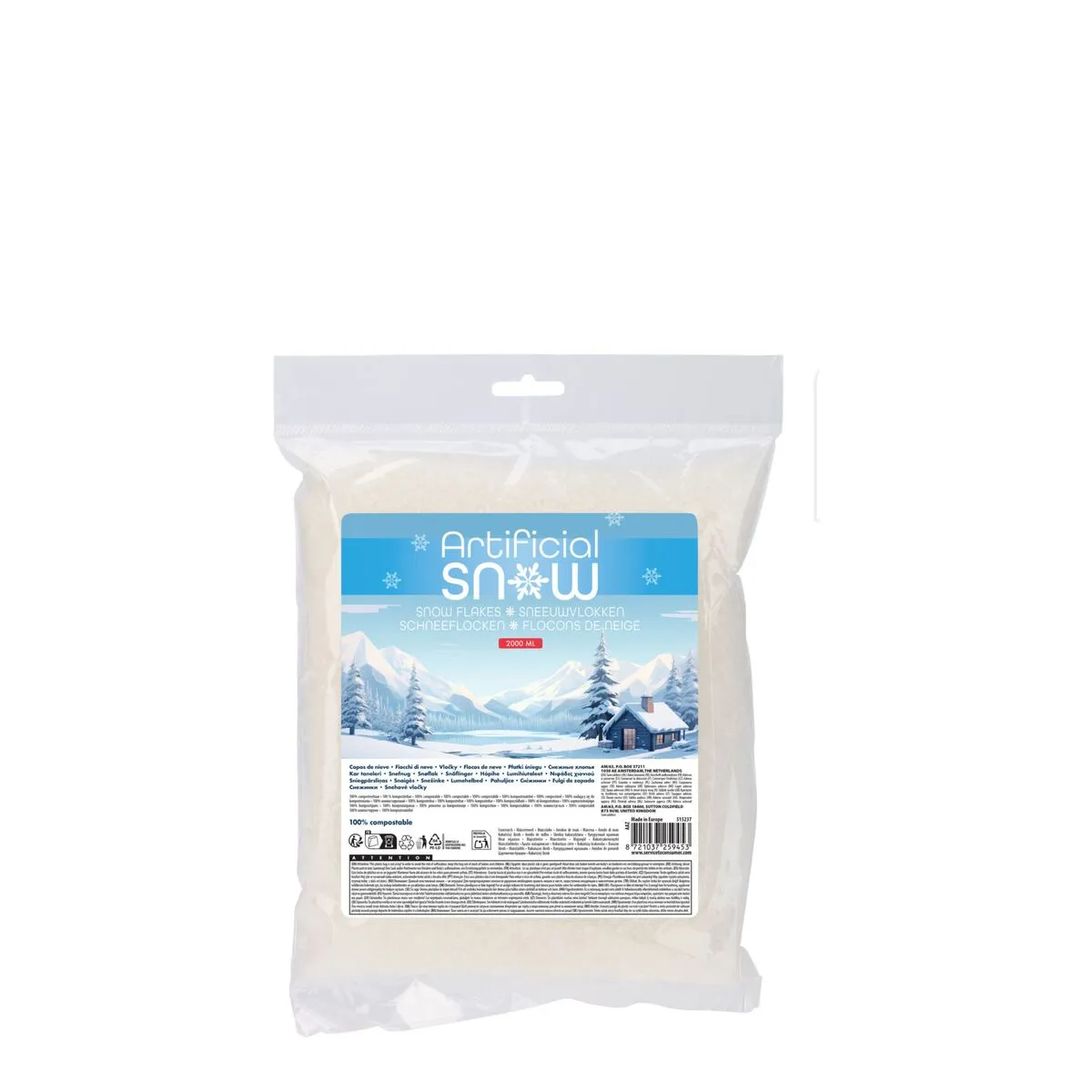 Umelý sneh v prášku biely 2 l