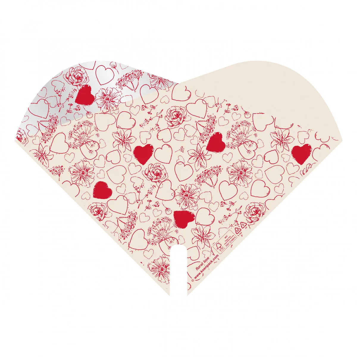 Obal na kvety Doublé Love červený 35 × 35 cm
