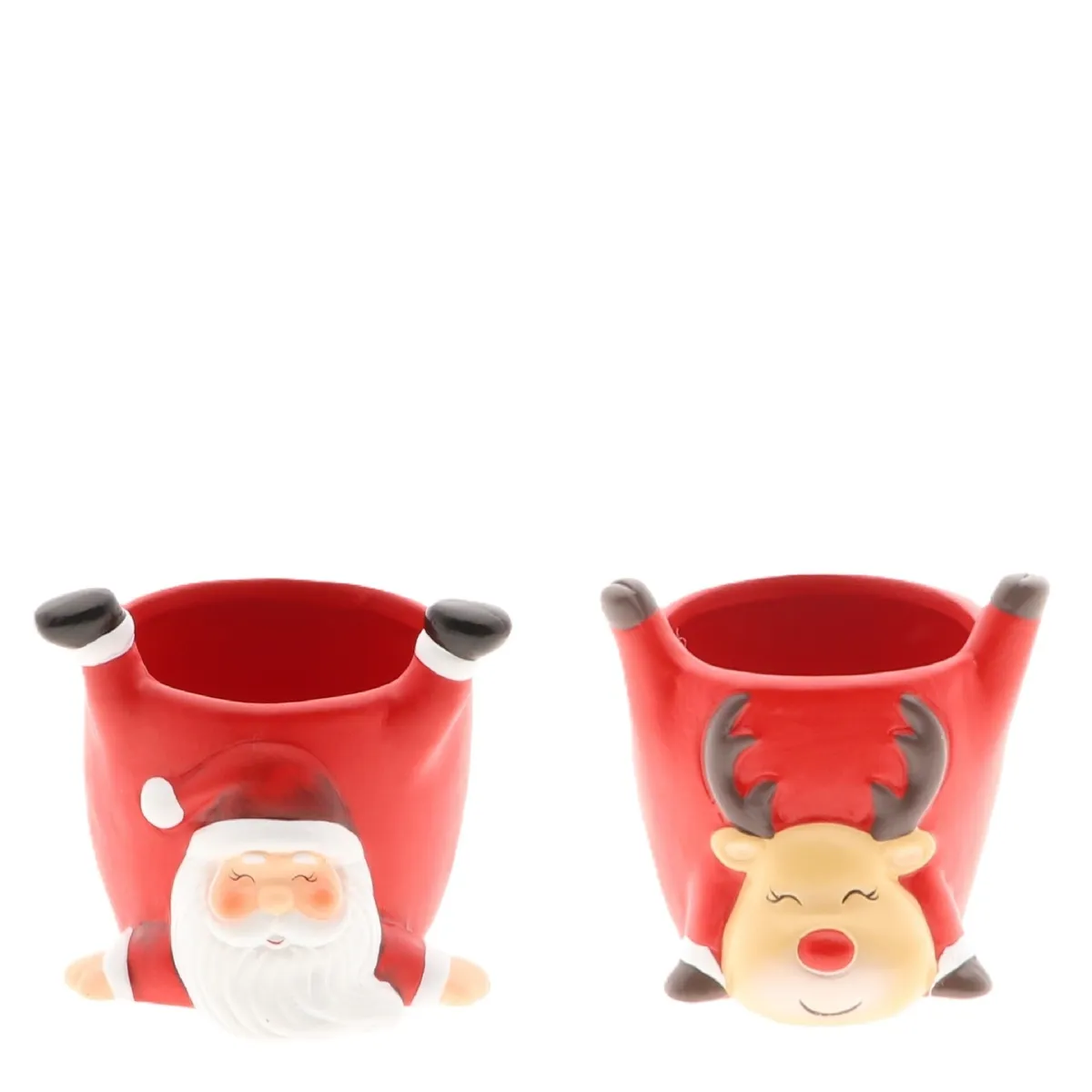 Vianočná dekorácia keramika Santa kvetináč červená ⌀ 13 × 12 cm