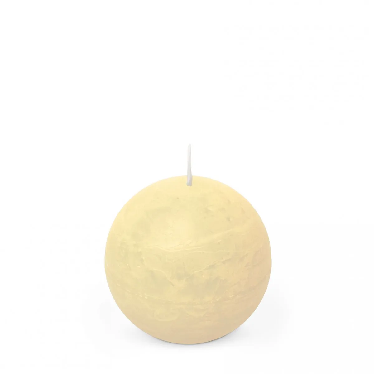 Rustikálna sviečka guľa krémová ⌀ 8 cm