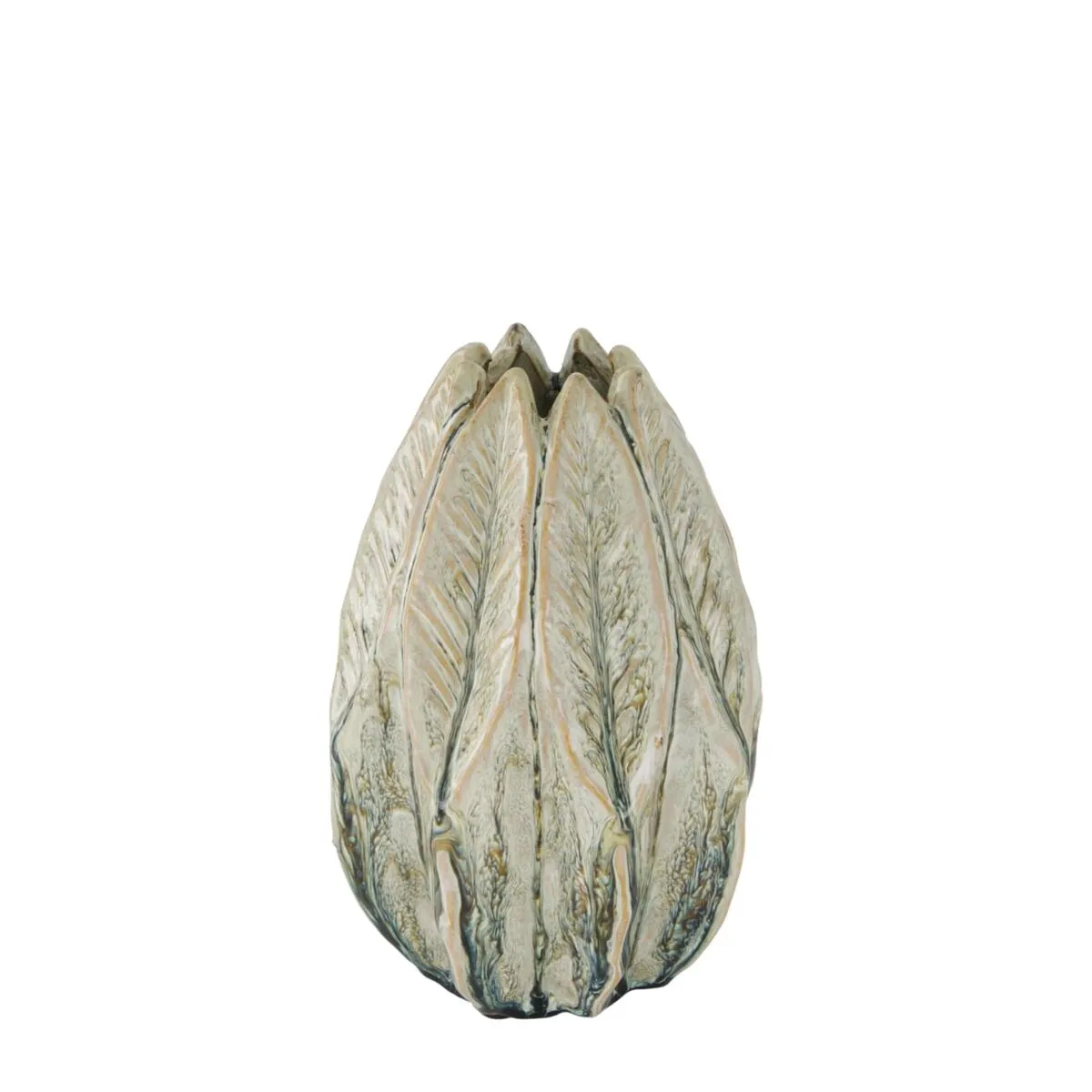 Keramická váza s listom zelená ⌀ 12 × 19,5 cm