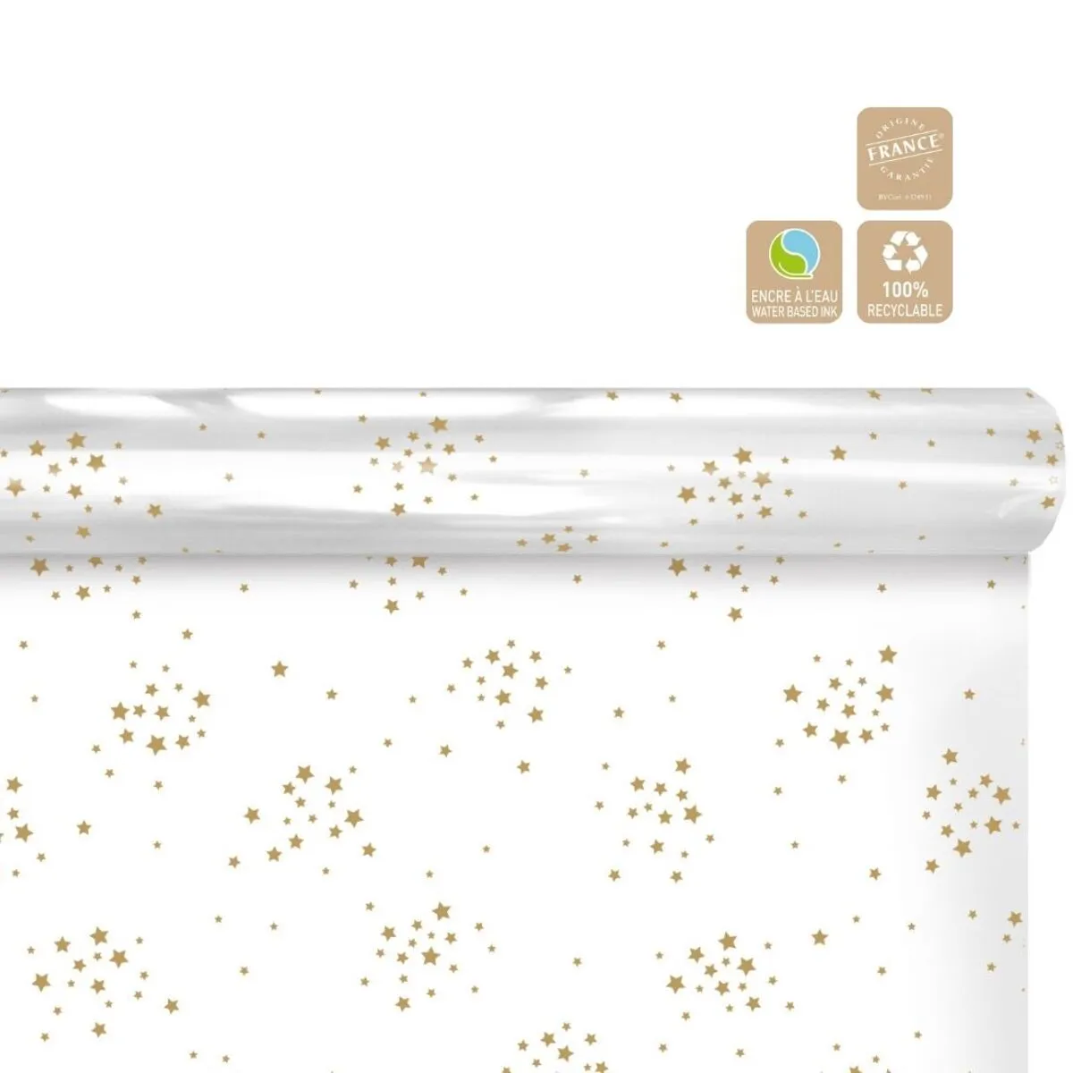 Vianočná baliaca rolka Starry Clayrton zlatá 70 cm, návin 50 m