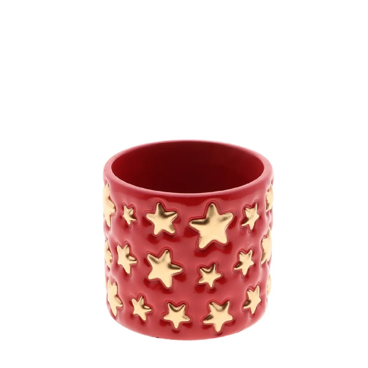 Vianočná dekorácia keramika Starry kvetináč červená ⌀ 13,5 × 12,5 cm