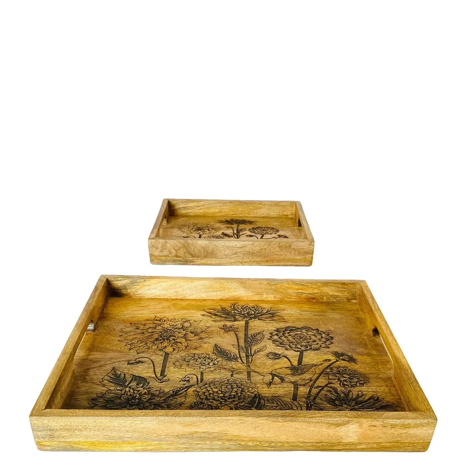 Drevené tácky Forest hnedé 42 cm, sada 2 ks