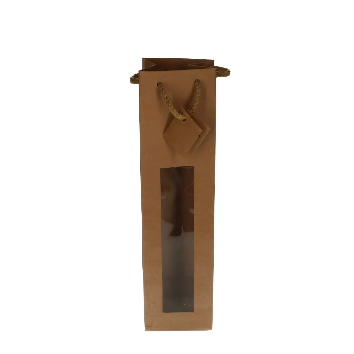 Darčeková taška na víno hnedá 10 × 39 cm