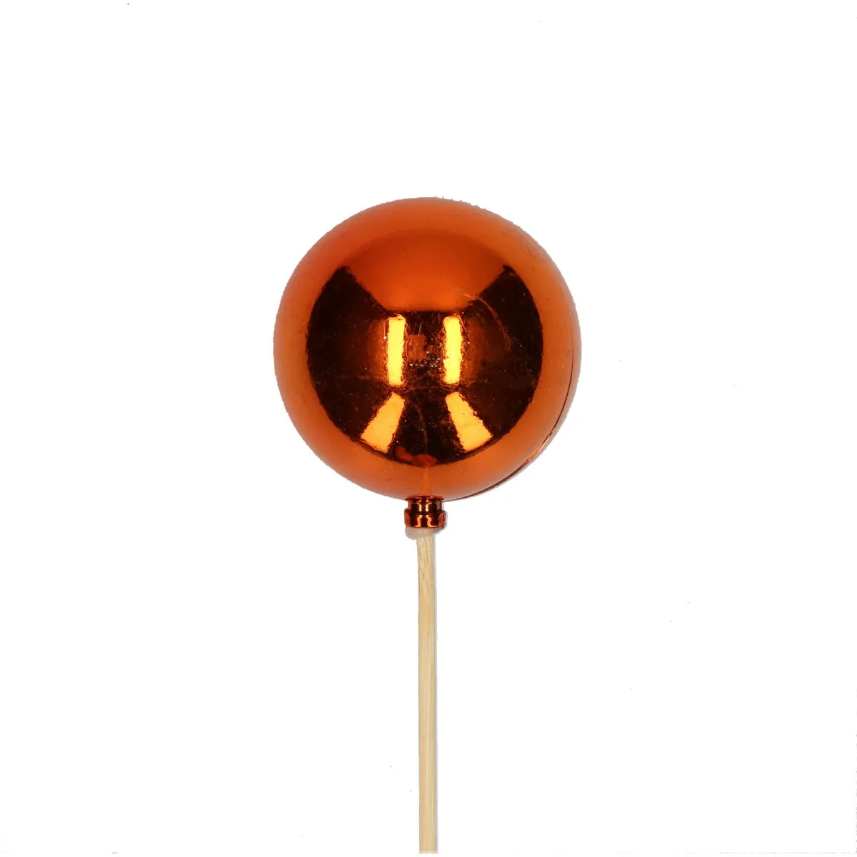 Vianočná guľa oranžová na zápichu ⌀ 6 cm